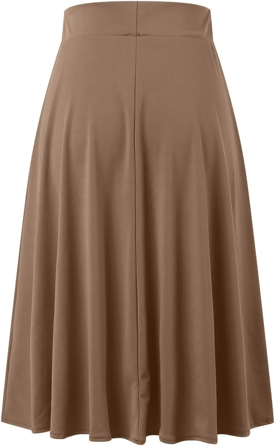 Skirts Summer Skirts for Women Knee Length Skirt with Pockets Casual Ruched Flowy Midi Skirt Pleated Skirt 2024