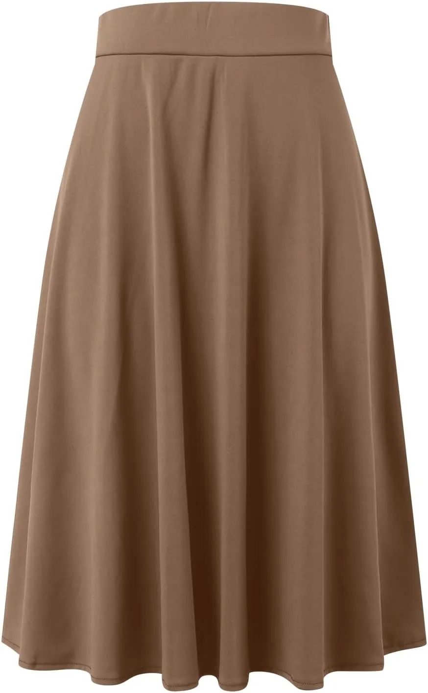 Skirts Summer Skirts for Women Knee Length Skirt with Pockets Casual Ruched Flowy Midi Skirt Pleated Skirt 2024