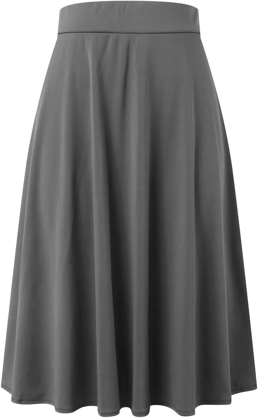 Skirts Summer Skirts for Women Knee Length Skirt with Pockets Casual Ruched Flowy Midi Skirt Pleated Skirt 2024