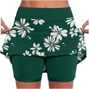 Skorts for Women with Pockets Plus Size Dressy Casual Floral Athletic Tennis Skirts with Shorts Summer Yoga Golf Skort