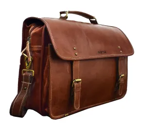 Small Leather Briefcase Laptop Messenger Bag Satchel Office computer bag for men and women(16 inch) (14 inch)