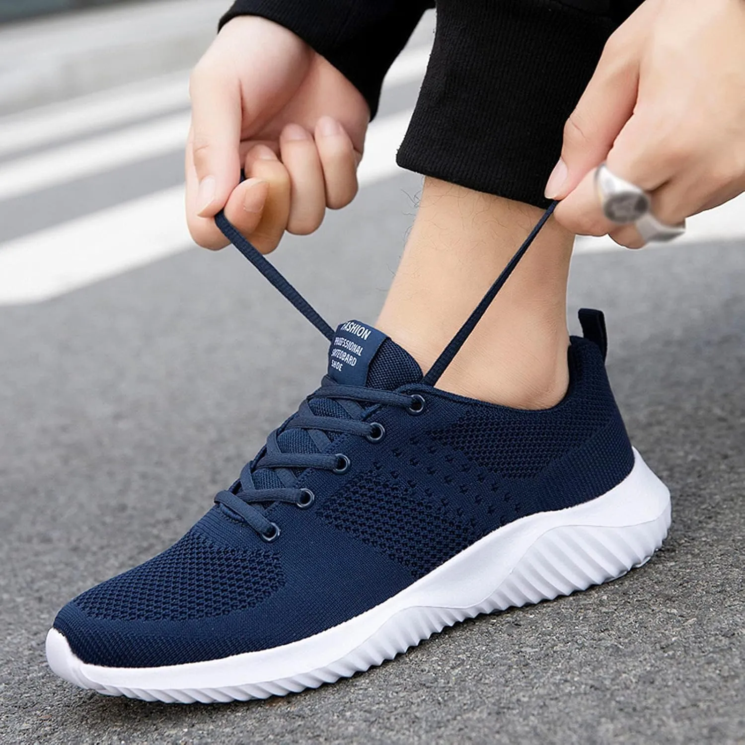 Soft Sport Shoes Bottom Breathable Men Fashion Casual Lace-Up Mesh Men's Sneaker