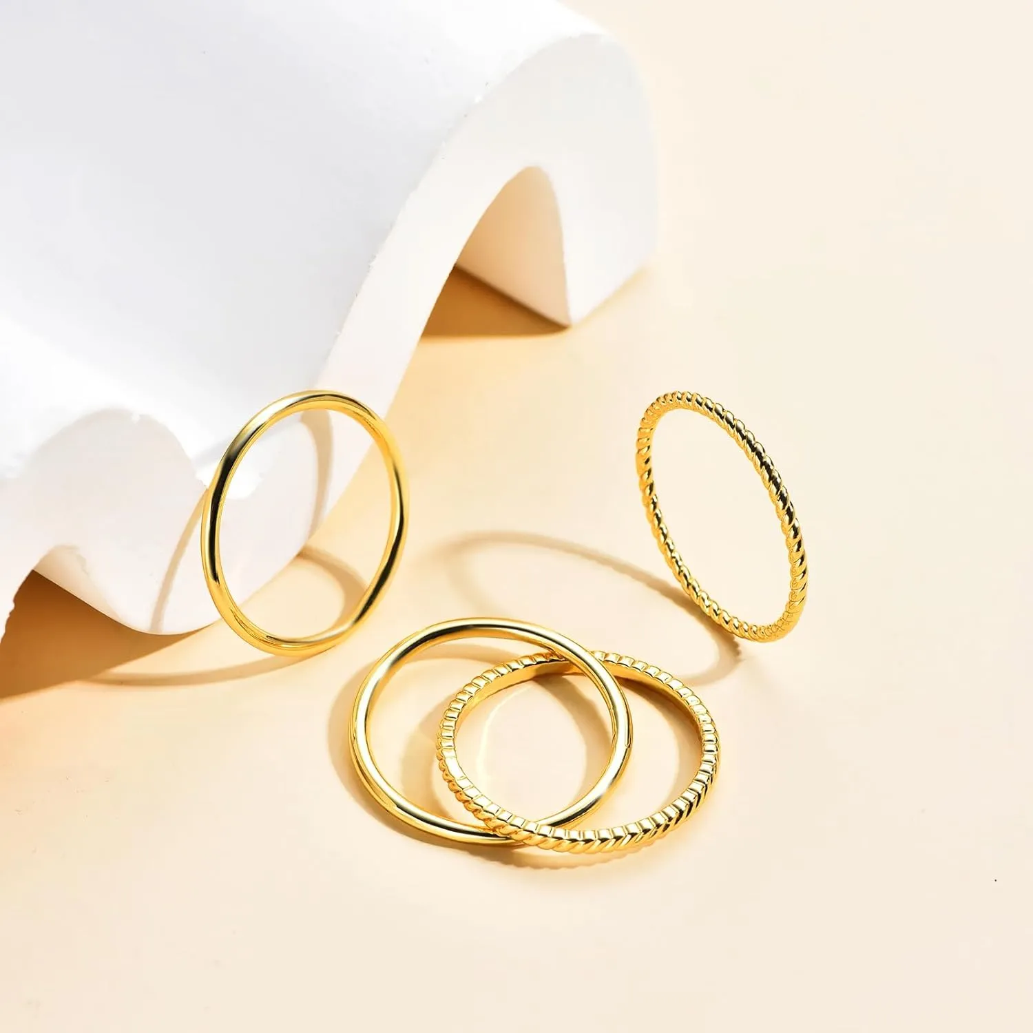 Stackable Gold Rings for Women Non Tarnish Dainty 14K Gold Plated 3PCS Knuckle Rings Set Cubic Zirconia Thumb Rings Trendy Statement Promise Wedding Bands Engagement Rings Size 6 7 8 9 10