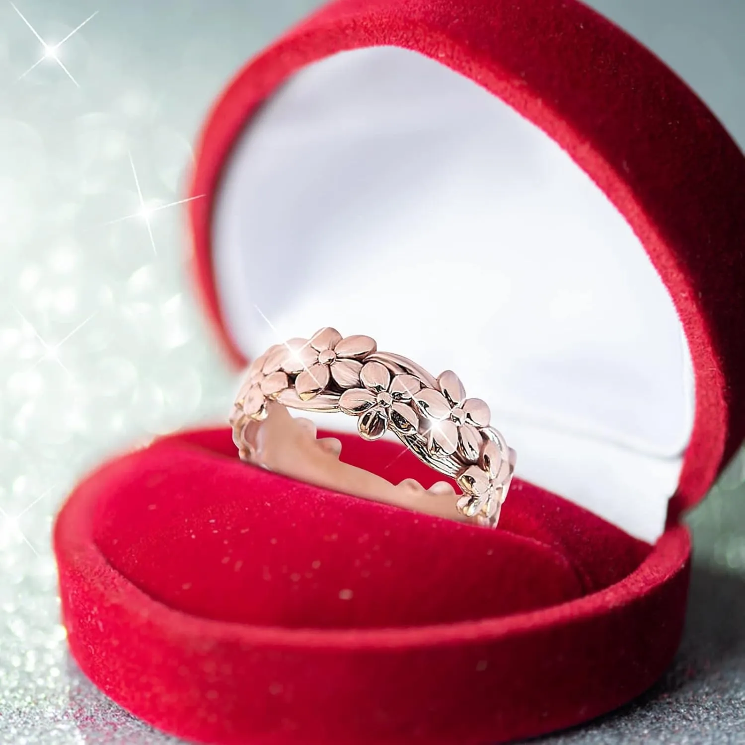 Stainless Steel Rings for Women,Statement Promise Wedding Bands Frosted Pattern Rhinestone Inlaid Ring Jewelry Gift for Her