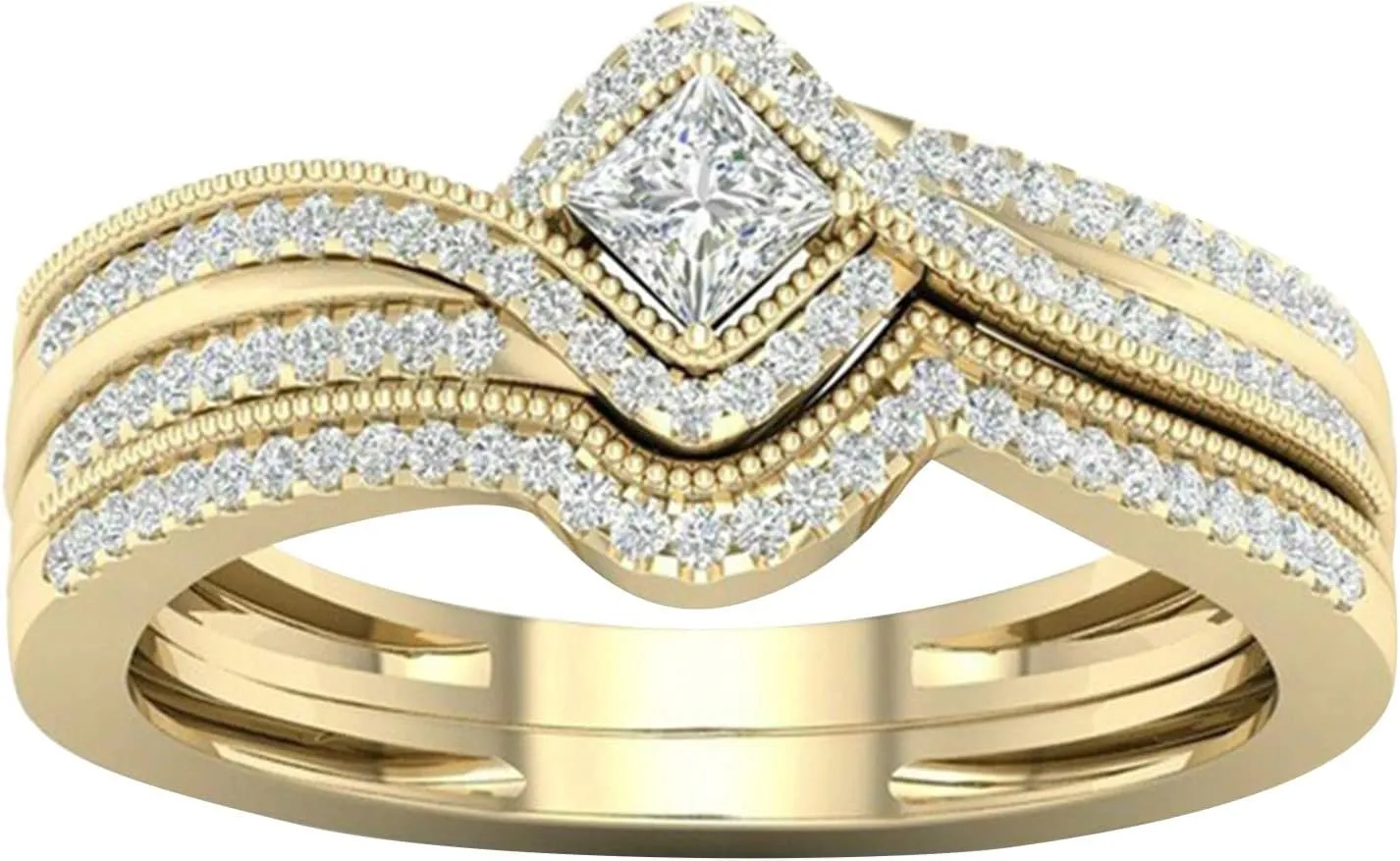 Sterling Silver Rings for Her, CZ Cubic Zirconia Ring Engagement Ring for Women Wedding Proposal Band Set Bridal Rings Gift