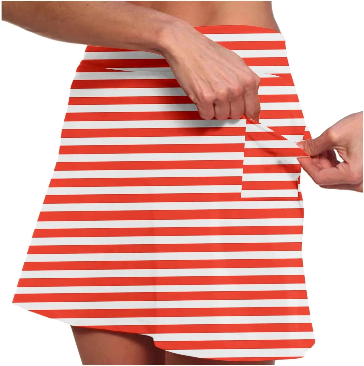 Striped Golf Skorts for Women Pockets Casual High Waist Tennis Skirts with Shorts Stretch Tum Control Athletic Skort