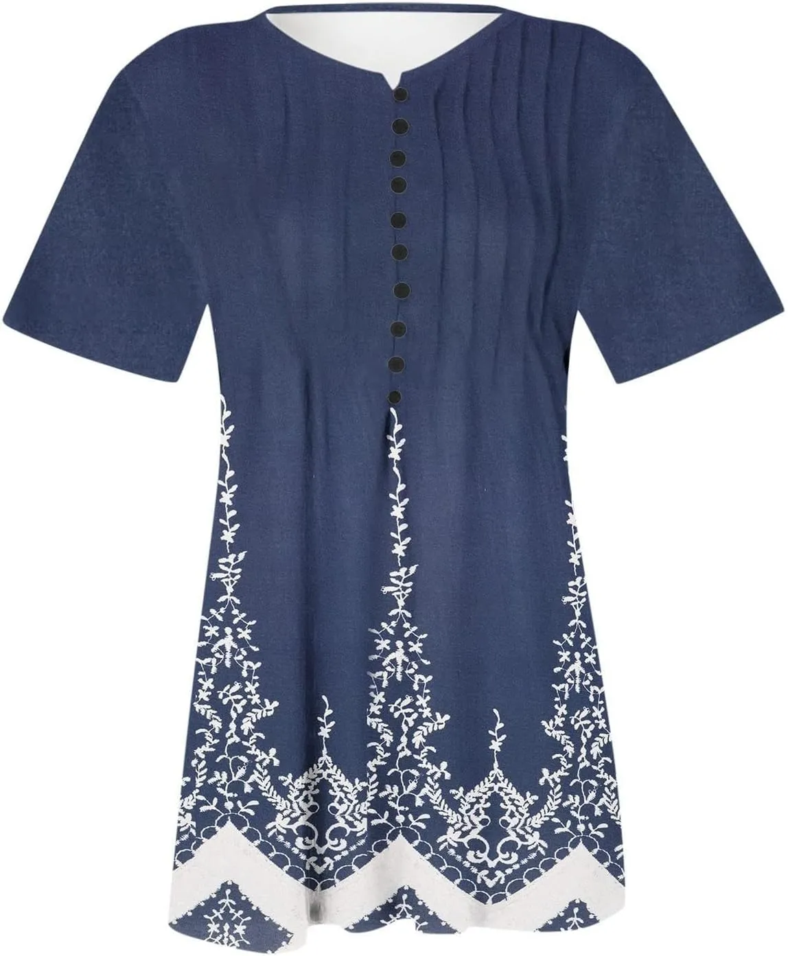 Summer Blouses for Women 2025,Trendy Boho Floral Tunic Shirts Short Sleeve Button V Neck Tshirt Casual Relaxed Tops