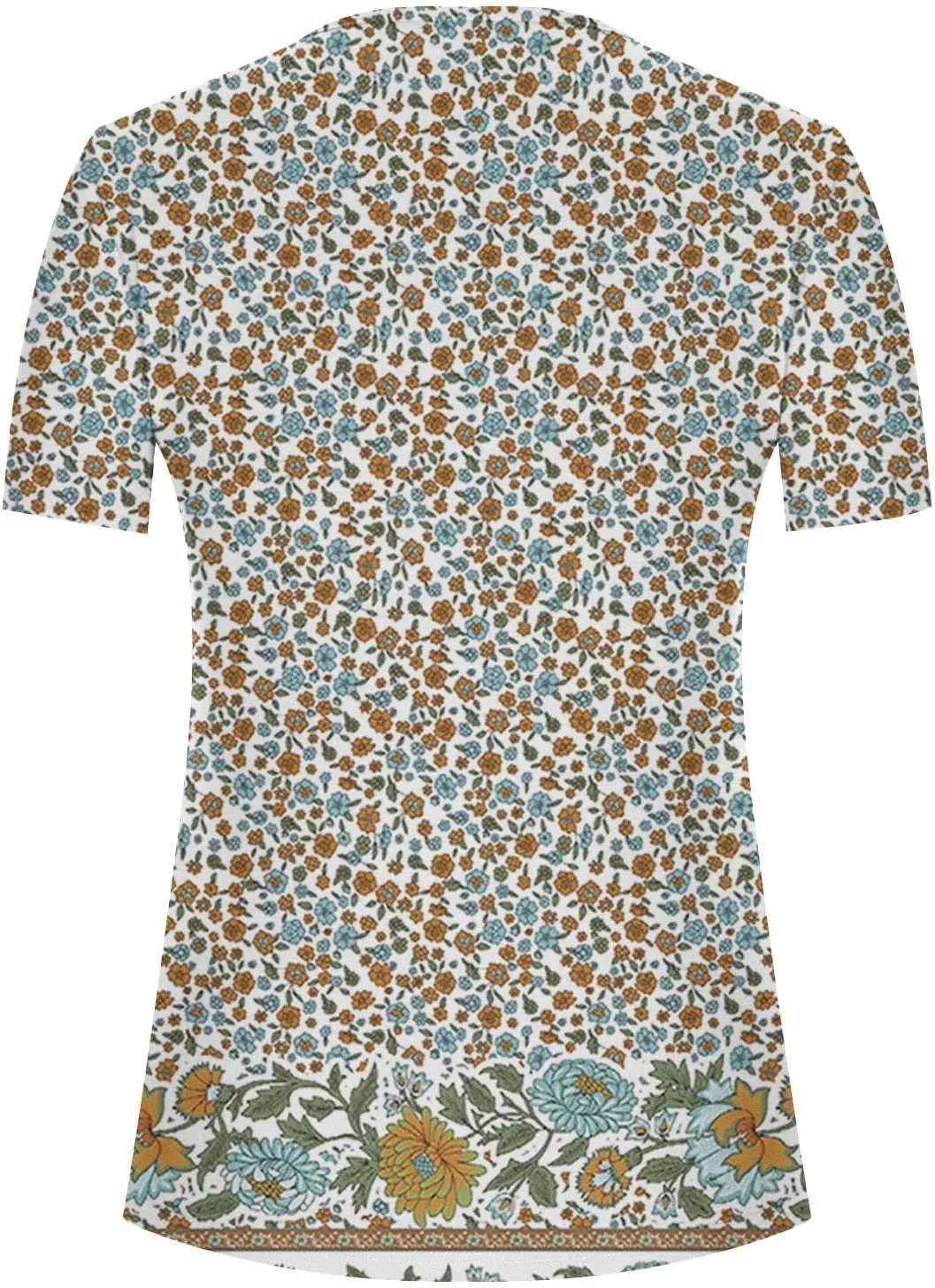Summer Blouses for Women 2025,Trendy Boho Patchwork Tunic Shirts Short Sleeve Button Vneck Tshirt Casual Loose Blouse