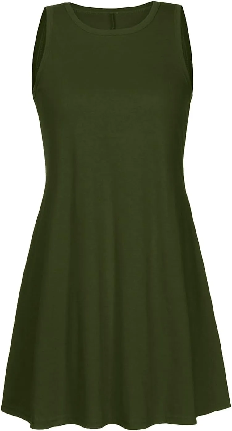 Summer Dresses for Women 2024 Casual Beach Sundresses Flowy Sleeveless Short Dress Fashion Loose Dress with Pockets