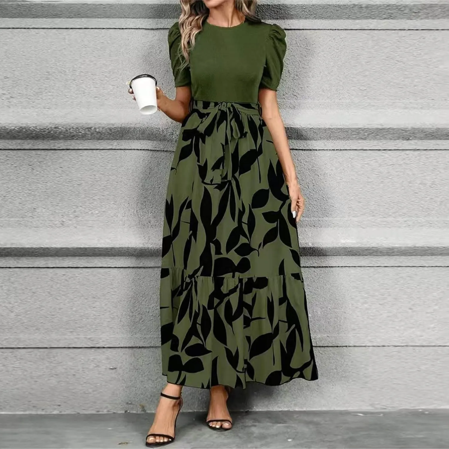 Summer Dresses for Women 2025 Empire Waist Wrap Floral Print High Waist Fashion Elegant Tea Party Dresses