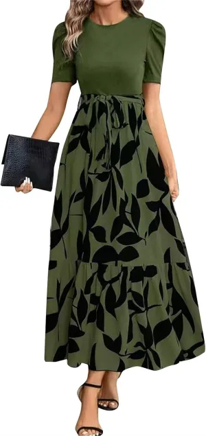 Summer Dresses for Women 2025 Empire Waist Wrap Floral Print High Waist Fashion Elegant Tea Party Dresses