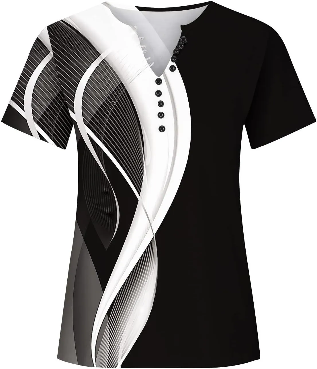 Summer Shirts for Women 2025 Plus Size Short Sleeve Henley Tops Marble Floral Loose Tshirt Tee Casual Dressy Tunics