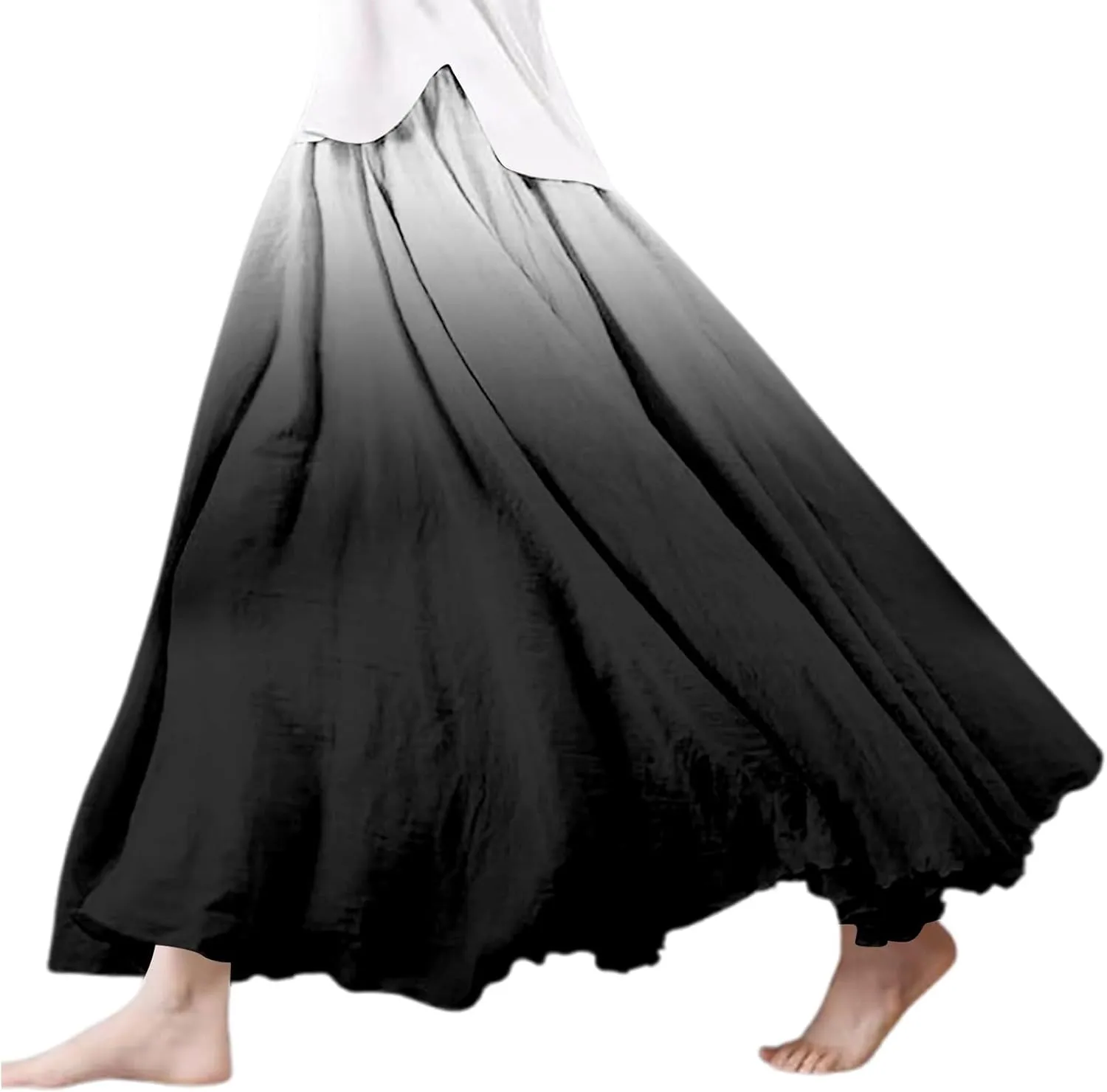 Summer Skirts for Women 2025 Vacation Boho Floral Maxi Skirt Elastic High Waisted Flowy Ruffle A Line Skirt