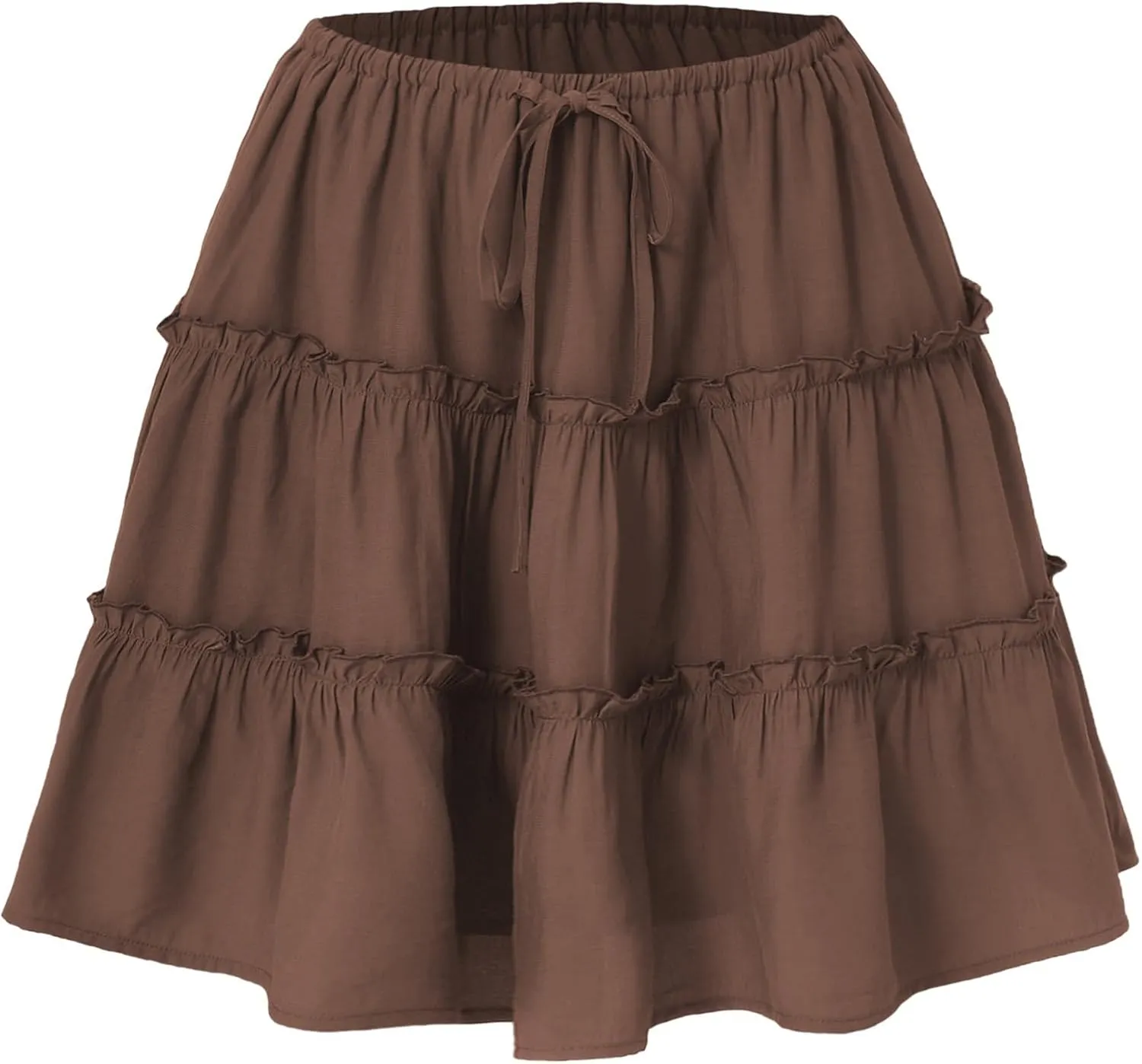 Summer Skirts for Women Cotton Ruffle Elastic Waist A-Line Casual Short Skirt Vacation Cute Midi Skorts