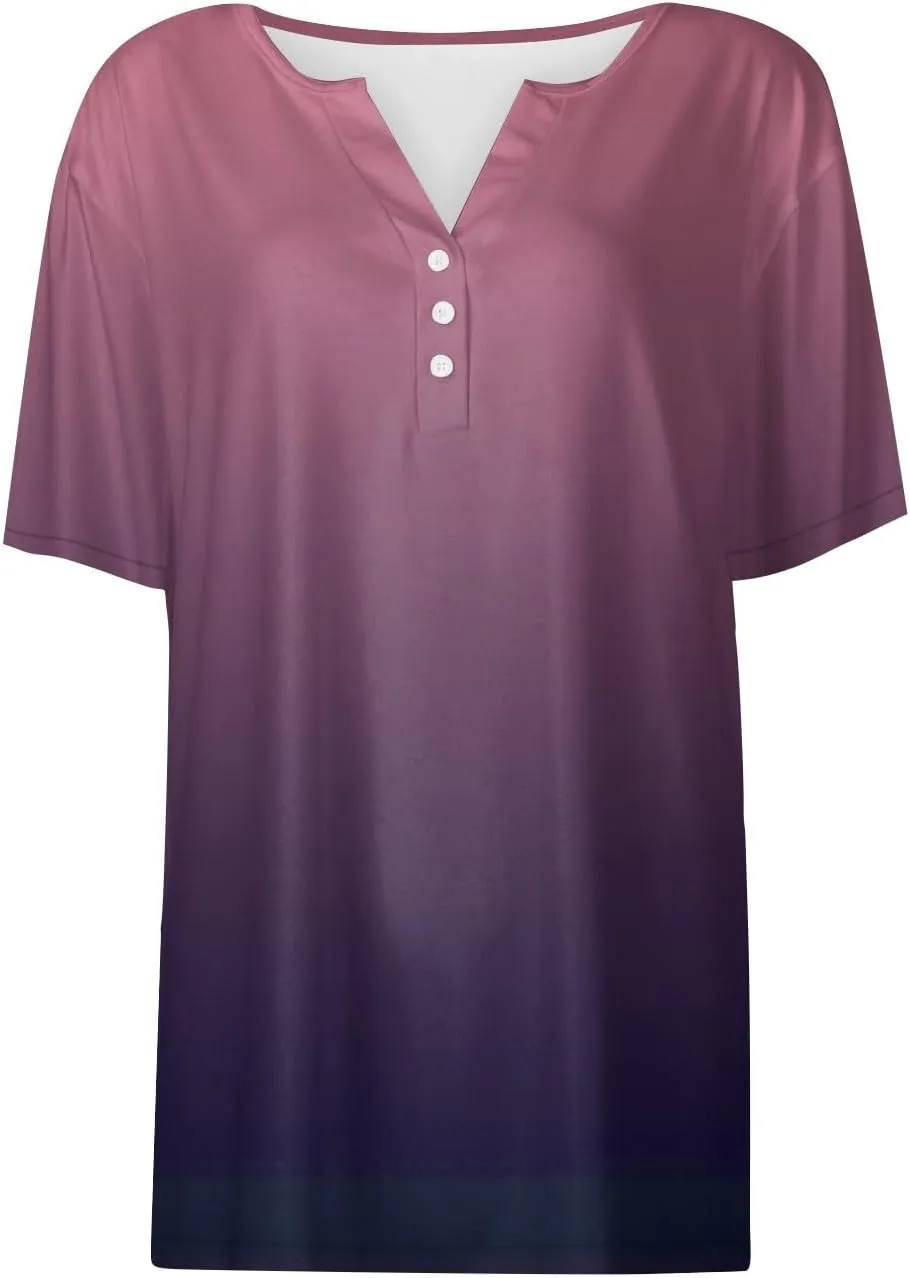 Summer Tops for Women 2025 Casual Short Sleeve V Neck Shirt Trendy Business Dressy Tunic Tops
