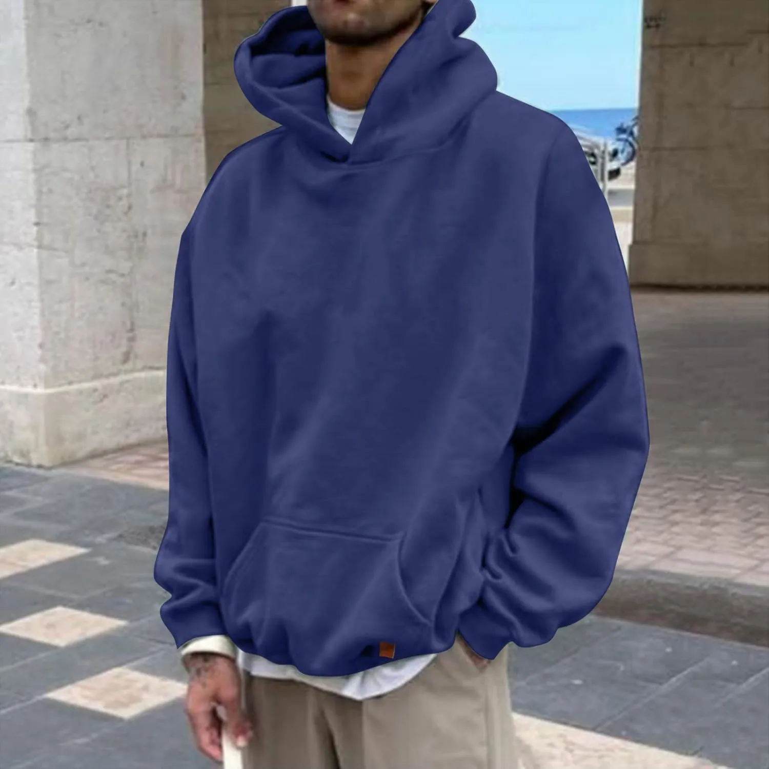 Sweatshirts Men Men's Hoodie Long Sleeve Men's Fleece Hoodies, Cotton Blend, Relaxed Fit Mens Logo Hoodie Hooded