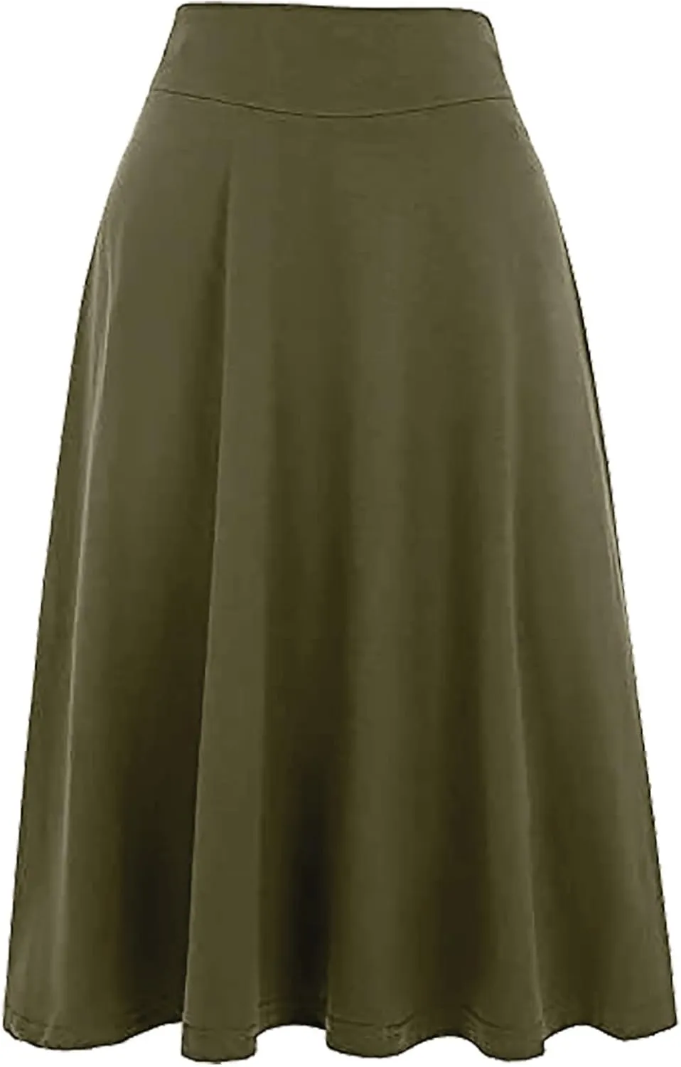 TANGNADE Plus Size Midi Skirt Summer Elastic High Waisted A-Line Flowy Below Knee Skirts Flare A-Line Skirt Business Casual