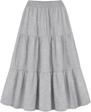 TANGNADE Women's Flowy Flared Ruffle Boho Long Skirt Summer Beach Maxi Skirt Plus Size Trending Spring Fashion Clothes