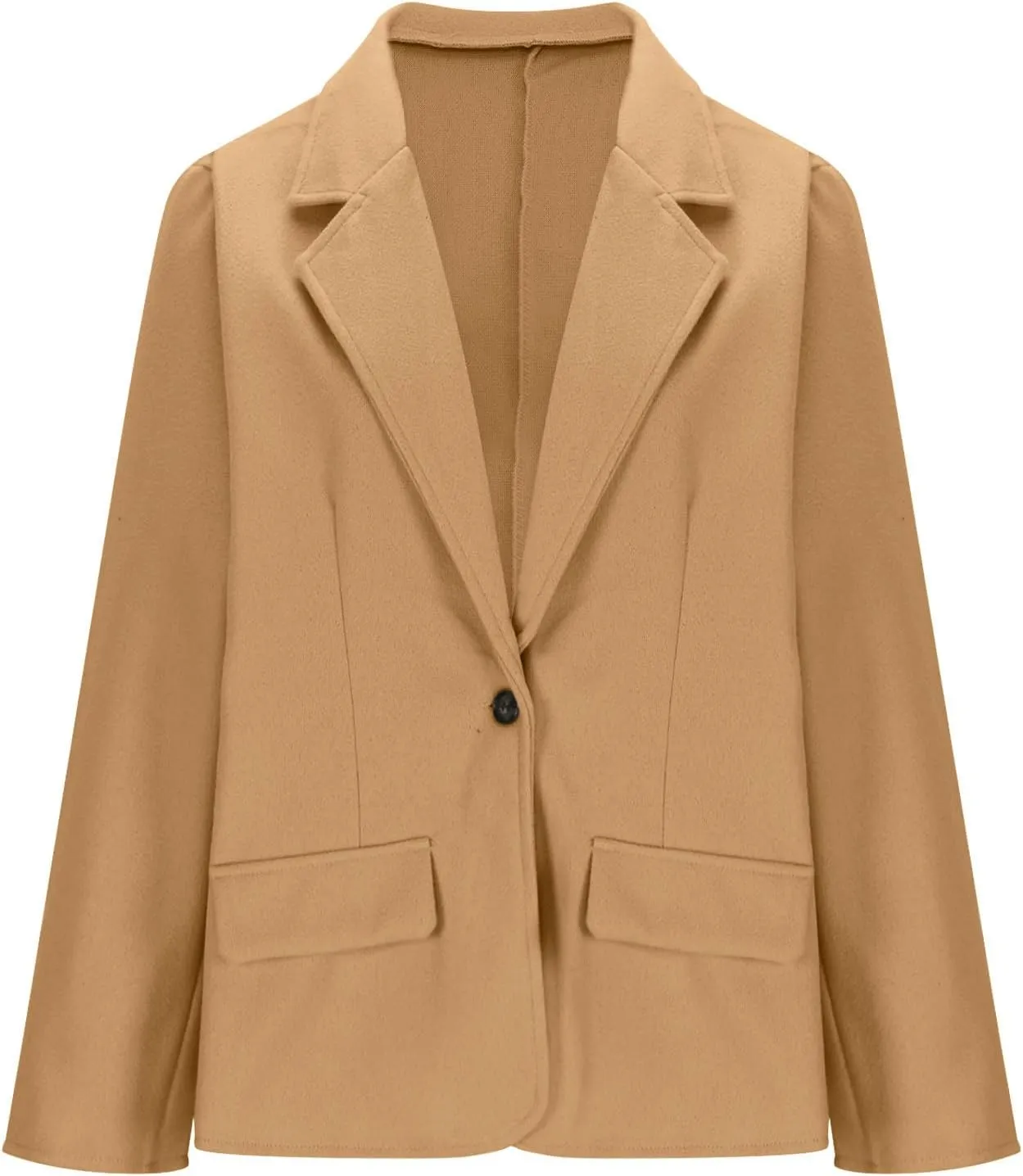 TANGNADE Women's Warm Coats Lapel Wool Coat Single Button Pea Coats Winter Wool Blend Blazer Jacket Trench Coat Outwear