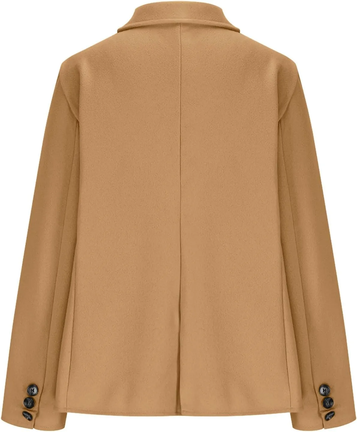 TANGNADE Women's Warm Coats Lapel Wool Coat Single Button Pea Coats Winter Wool Blend Blazer Jacket Trench Coat Outwear