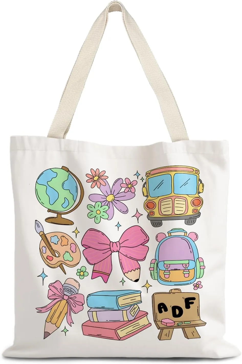 Teacher Tote Bag,Trendy Preppy Pink Tote Bag,Trendy Retro Y2K Preppy,Teacher Gifts for Women