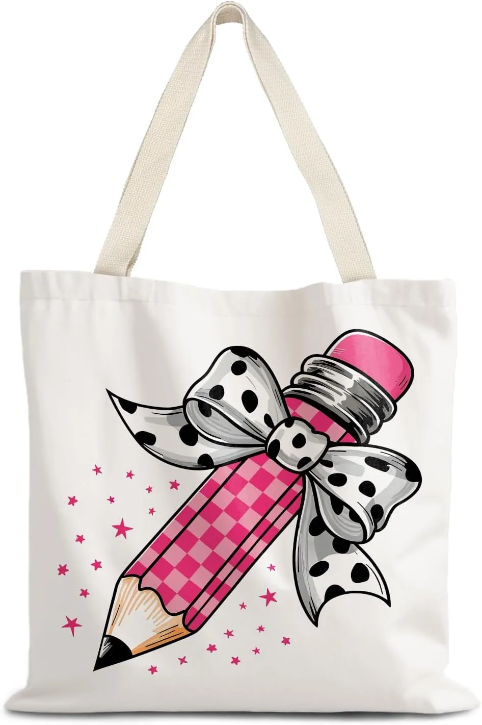 Teacher Tote Bag,Trendy Preppy Pink Tote Bag,Trendy Retro Y2K Preppy,Teacher Gifts for Women
