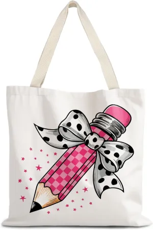 Teacher Tote Bag,Trendy Preppy Pink Tote Bag,Trendy Retro Y2K Preppy,Teacher Gifts for Women