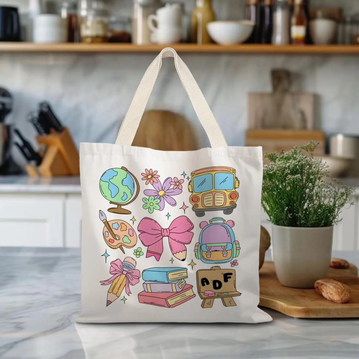 Teacher Tote Bag,Trendy Preppy Pink Tote Bag,Trendy Retro Y2K Preppy,Teacher Gifts for Women
