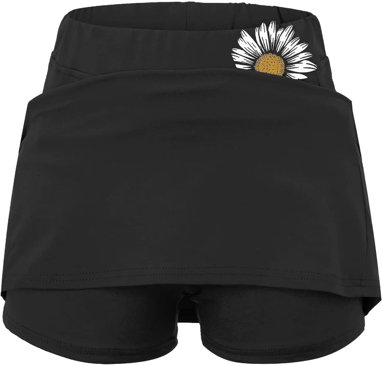 Tennis Skirt for Women High Waisted Lightweight 2 in 1 Casual Skorts Floral Print Tummy Control Comforts Baggy Skirts