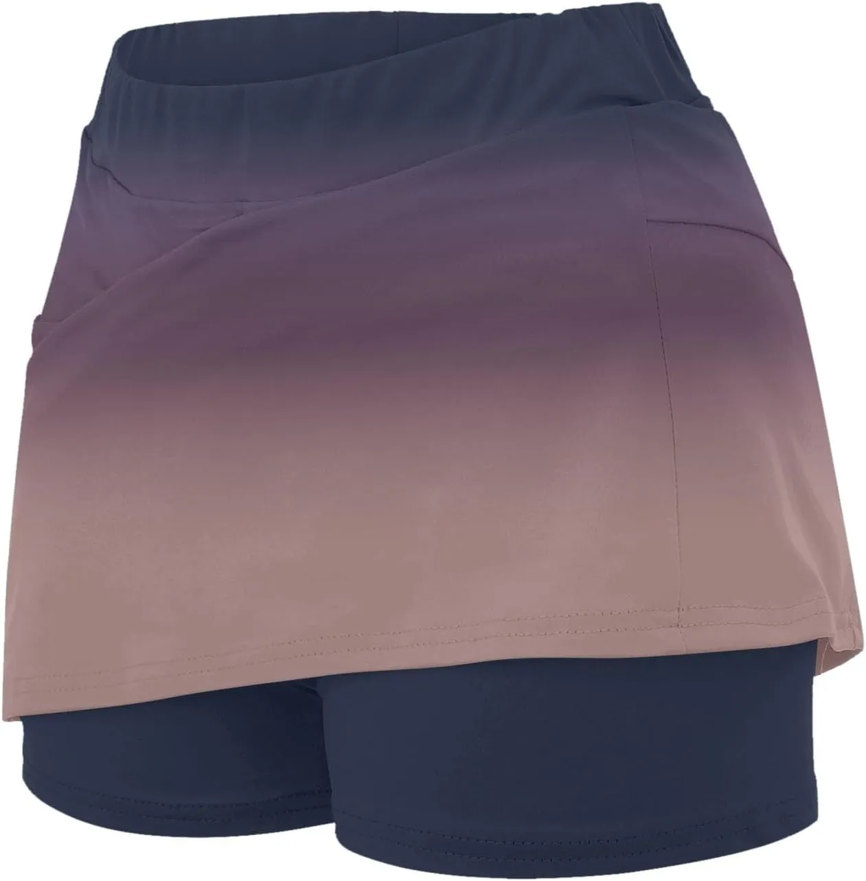 Tennis Skorts for Women with Pockets Casual Gradient Tummy Control Athletic Skirts with Shorts Summer Yoga Clothes