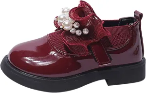 Toddler Shoes Girls Low Heel Shoes PU Dress Shoes Casual Shoes for Wedding Rubber Sole Shoes Breathable Sneakers