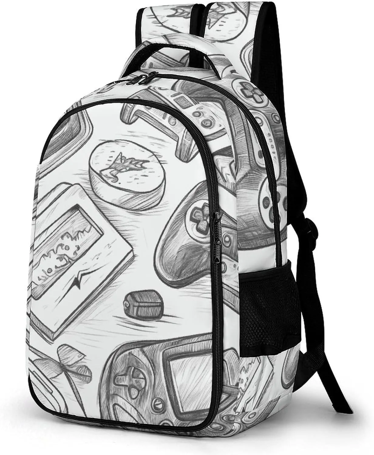 Travel Laptop Backpack Monochrome Sketch Style Gaming Computer Backpacks Heavy Duty Backpack Carry on Backpack Large Capacity Water Resistant Computer Bag