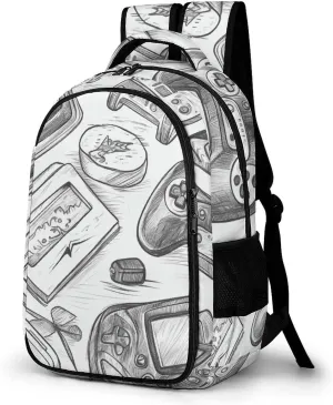 Travel Laptop Backpack Monochrome Sketch Style Gaming Computer Backpacks Heavy Duty Backpack Carry on Backpack Large Capacity Water Resistant Computer Bag