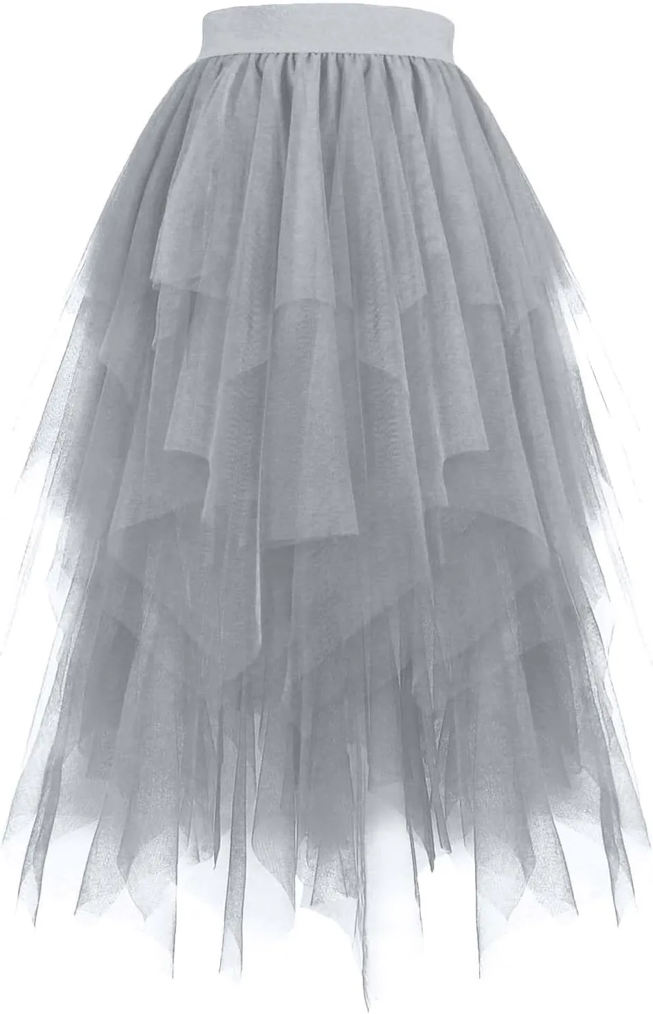 Tulle Skirts for Women Midi Mesh Dance Skirts Elastic Waist Flowy Ballet Skirts Mesh Layered A Line Fairy Skirt