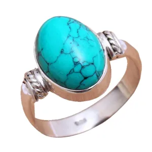 Turquoise 925 Sterling Silver Rings for Women, Turquoise Bridesmaid Rings, Oval Gemstone Rings, Stackable Rings, bezel Set Handmade Rings Gift