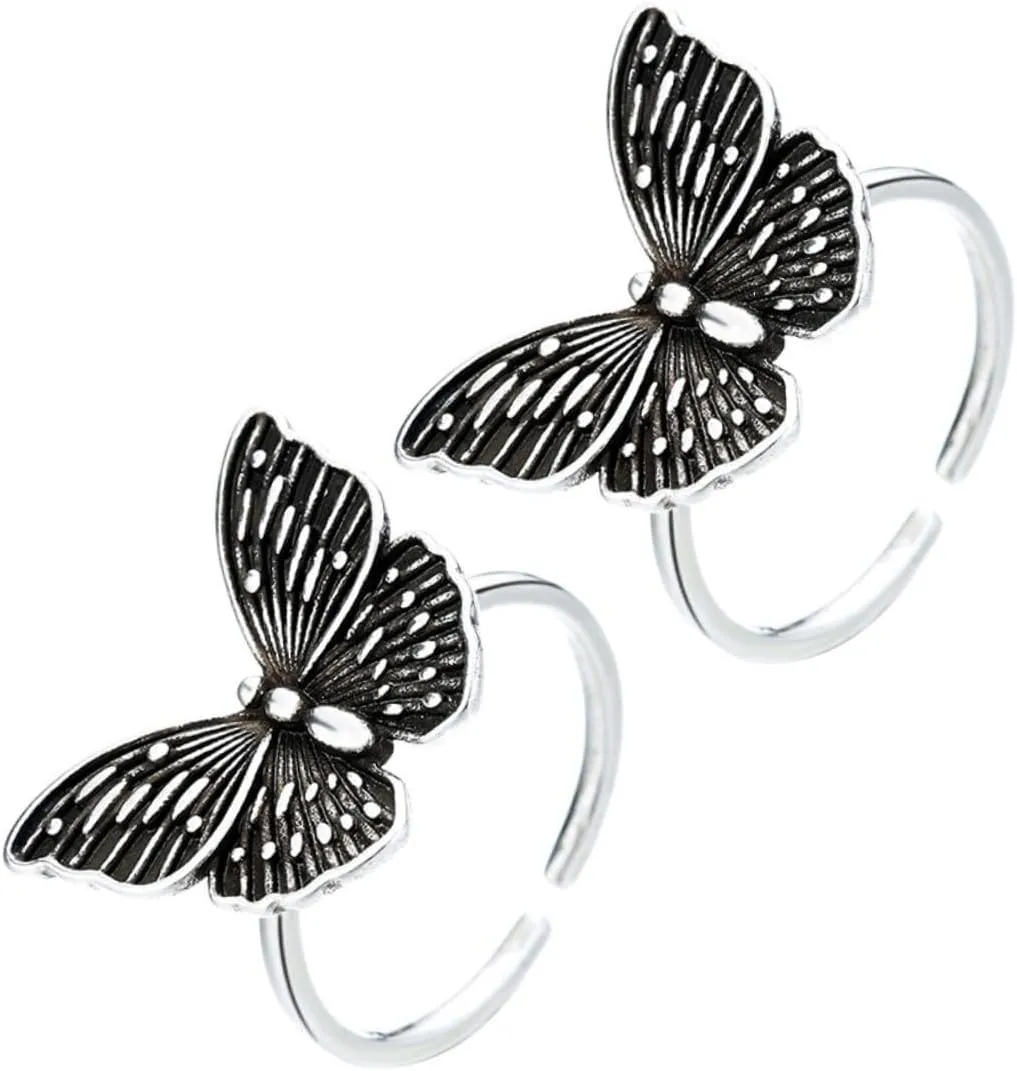 Valentine's Set 2pcs Butterfly Open Ring for Women Fashion Finger Ring for Girlfriend Daughter Mother Bridesmaid Special Occasions