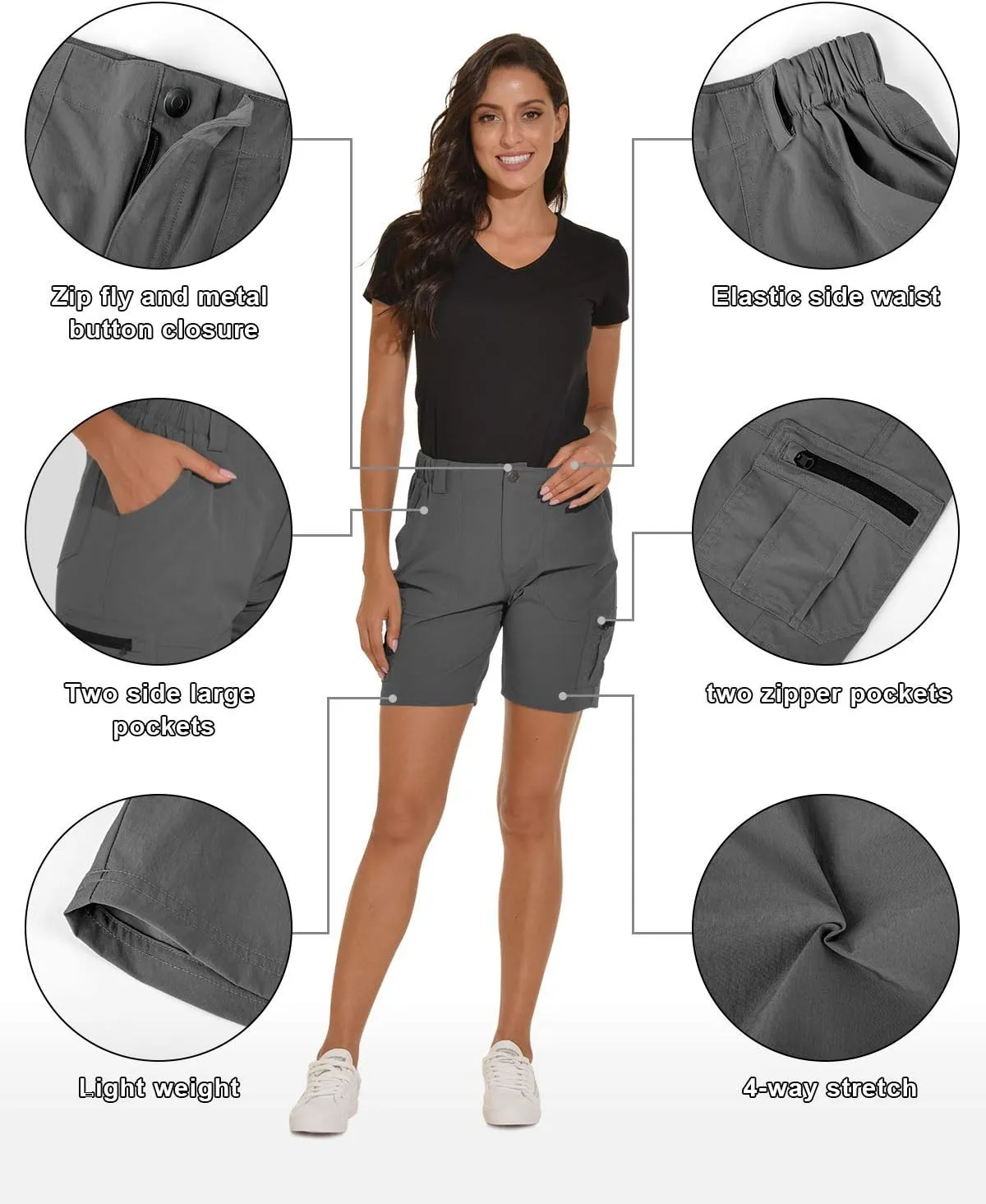 VAYAGER Women's Hiking Cargo Shorts Quick Dry Lightweight Stretch Shorts Golf Fishing Outdoor Casual Shorts