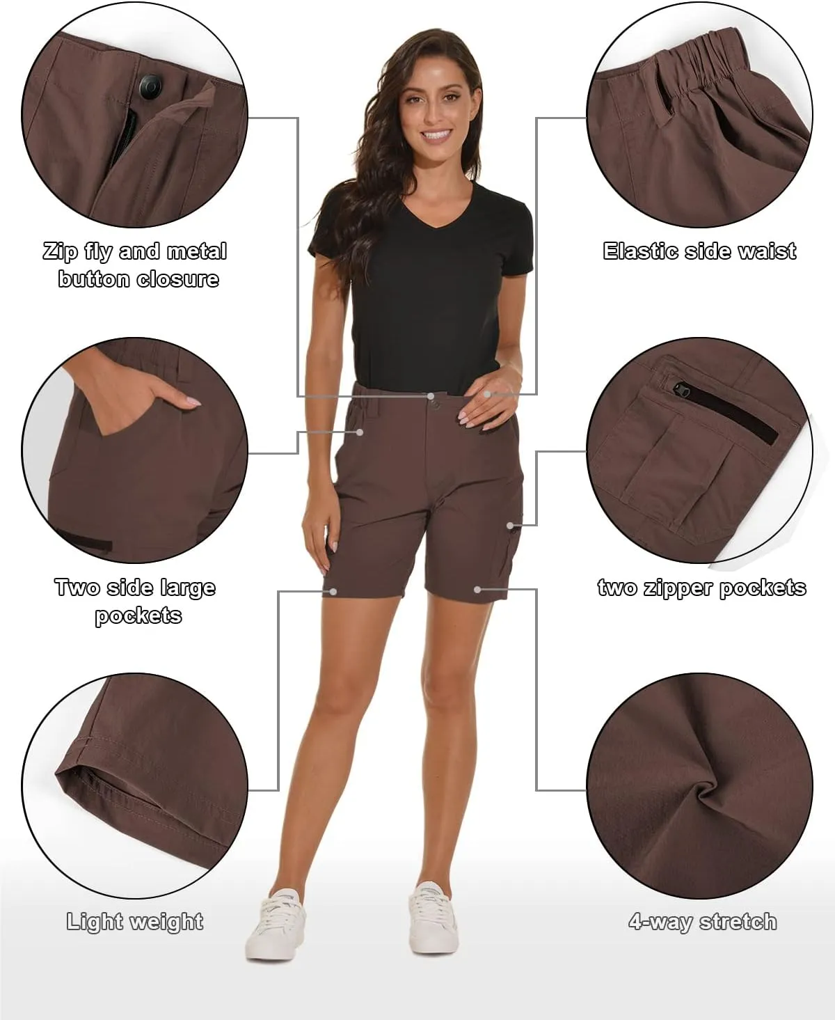 VAYAGER Women's Hiking Cargo Shorts Quick Dry Lightweight Stretch Shorts Golf Fishing Outdoor Casual Shorts