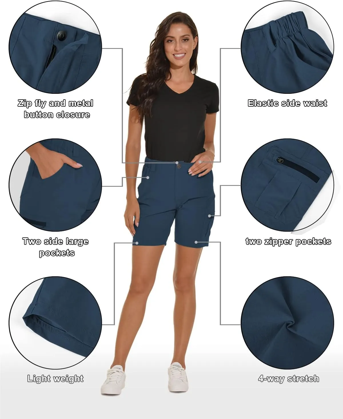 VAYAGER Women's Hiking Cargo Shorts Quick Dry Lightweight Stretch Shorts Golf Fishing Outdoor Casual Shorts