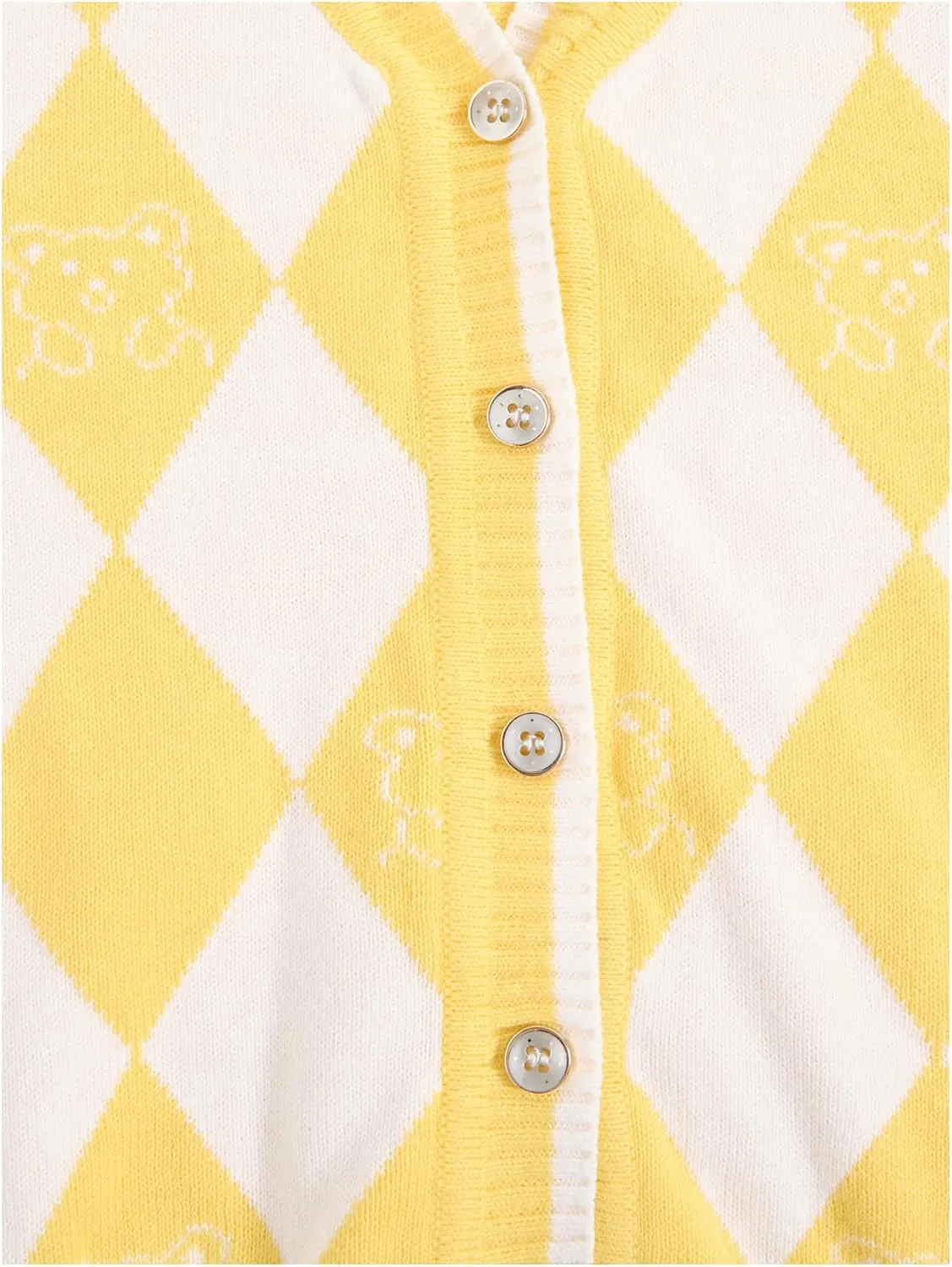 Verdusa Girl's Sweater Vest Fall Outfits Button Down Checked Sleeveless Knitwear Cute Cardigan Tops