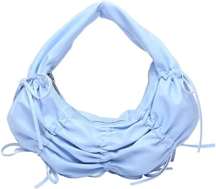 Vintage Shoulder Bag for Women Tote Handbag Crescent Bag Pleated Bow Satchel Purse Casual Underarm Bag Work Bag 2025