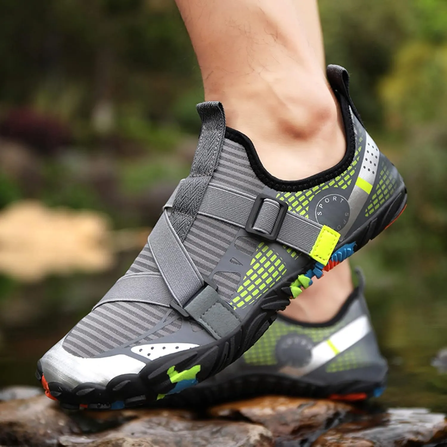 Water Shoes Men Wide Toe Non Slip Casual Arch Support with Drainage for Beach Swim Surf Water Sport