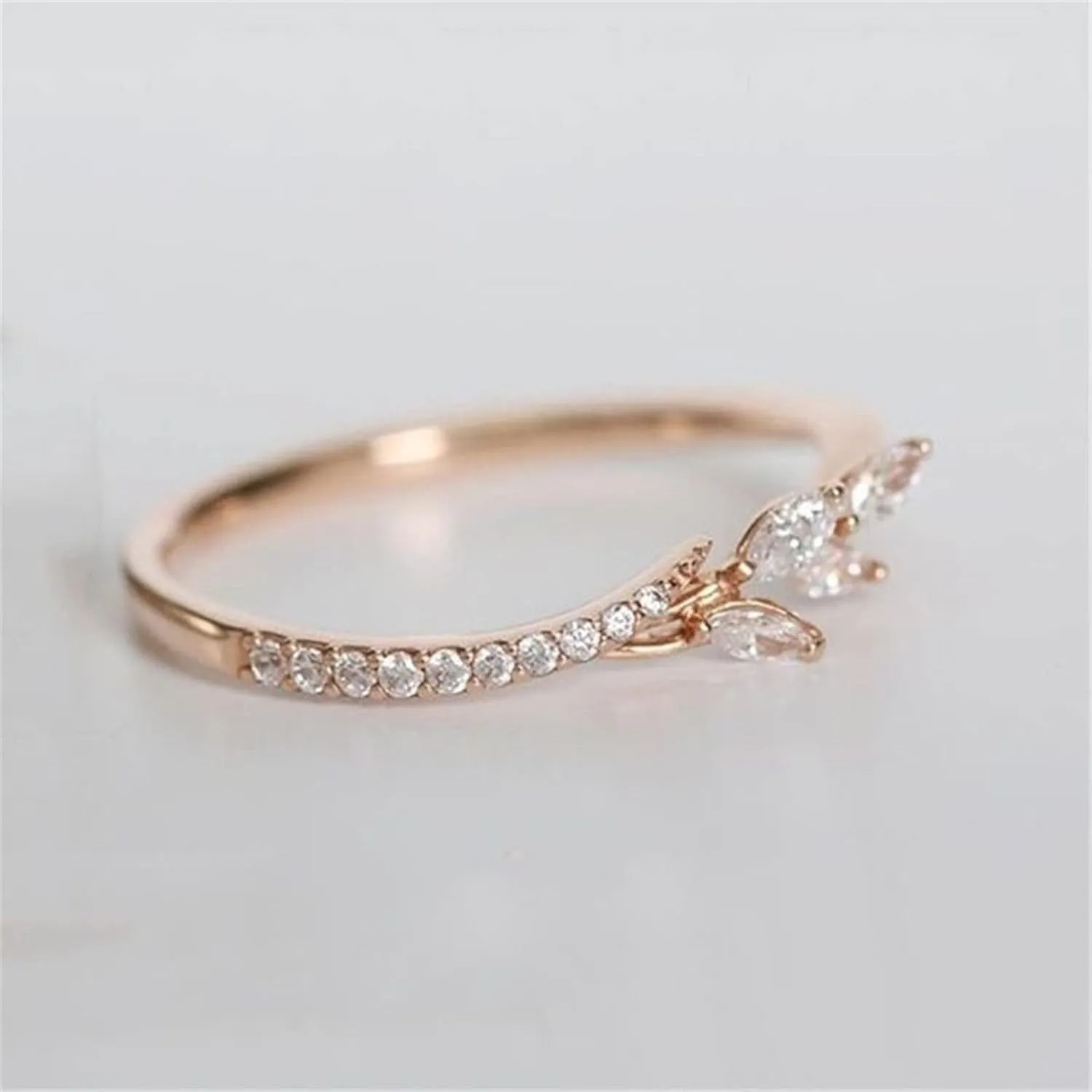 Wedding Band for Women Teen Girls Thin Stacking Ring Dainty Cubic Zirconia Engagement Ring Simple Gold Rings