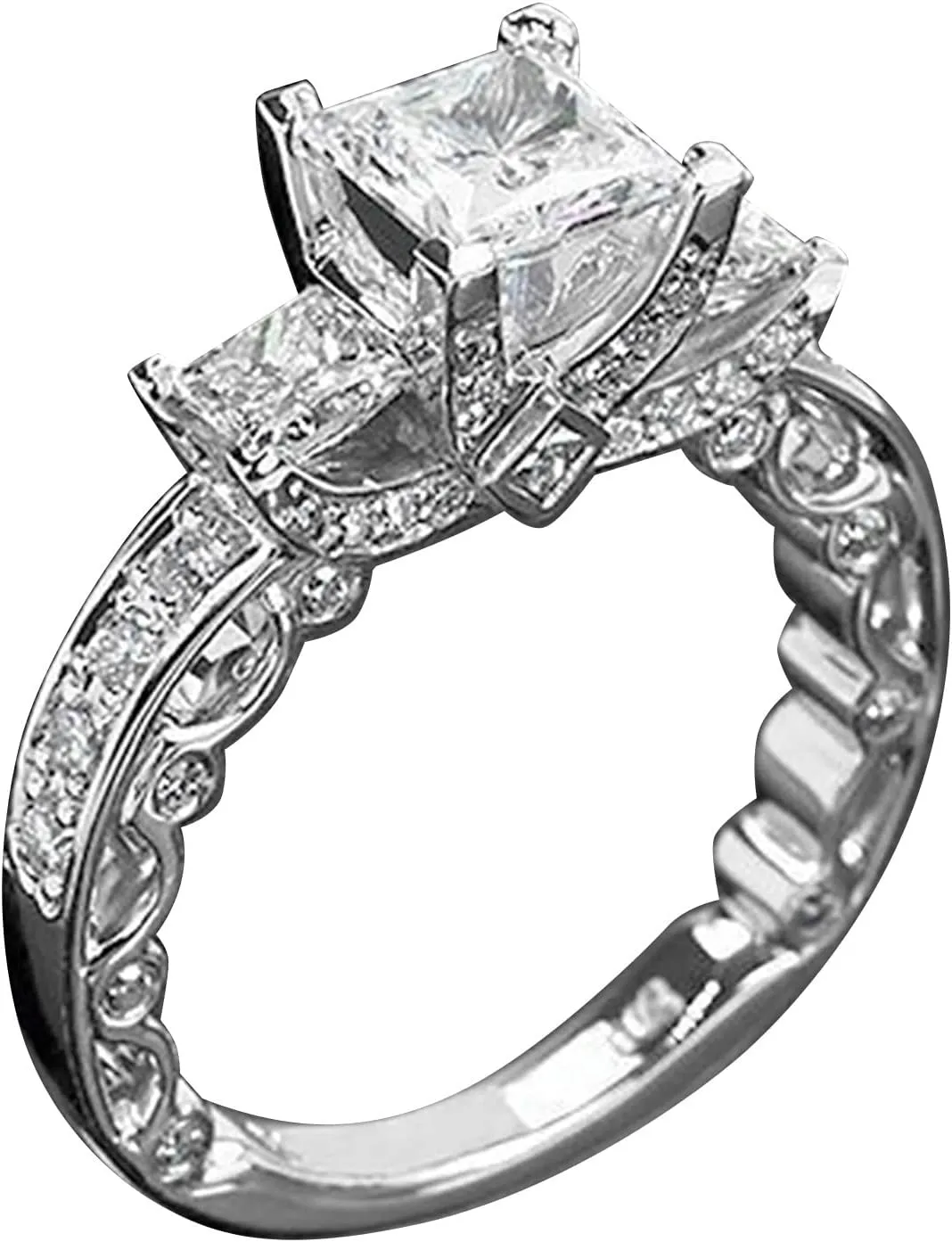 Wedding Bands Set Engagement Rings,Womens Cubic Zirconia Cut Diamond Rings Anniversary Promise Stackable Rings for Her