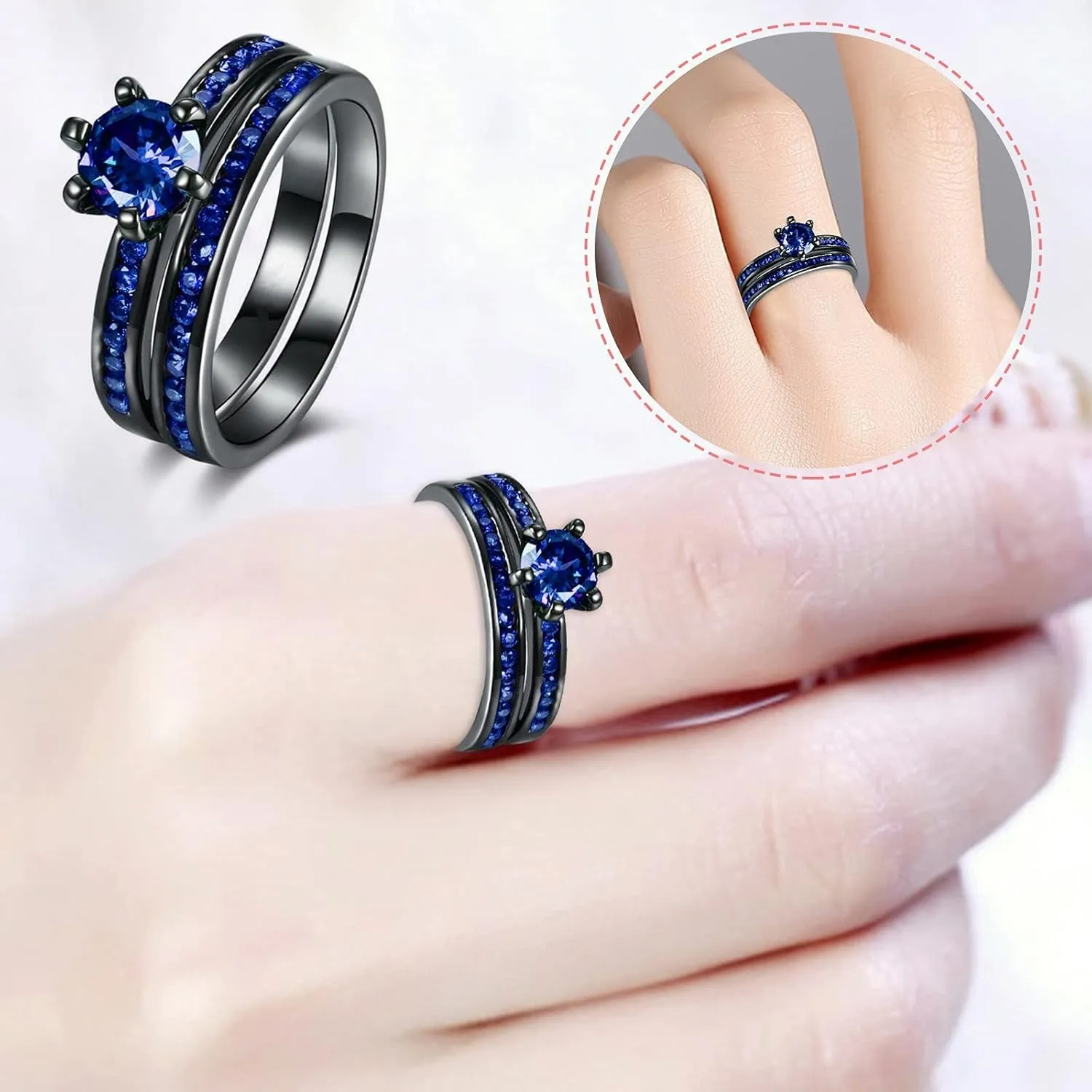Wedding Engagement Rings Sets for Women,925 Sterling Silver Cubic Zirconia Promise Ring Anniversary Christmas Jewelry Gifts