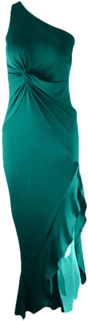 Wedding Guest Dress for Women 2025,Women's Slim One Shoulder Ruched Split Mermaid Dress Evening Cocktail Maxi Dresses
