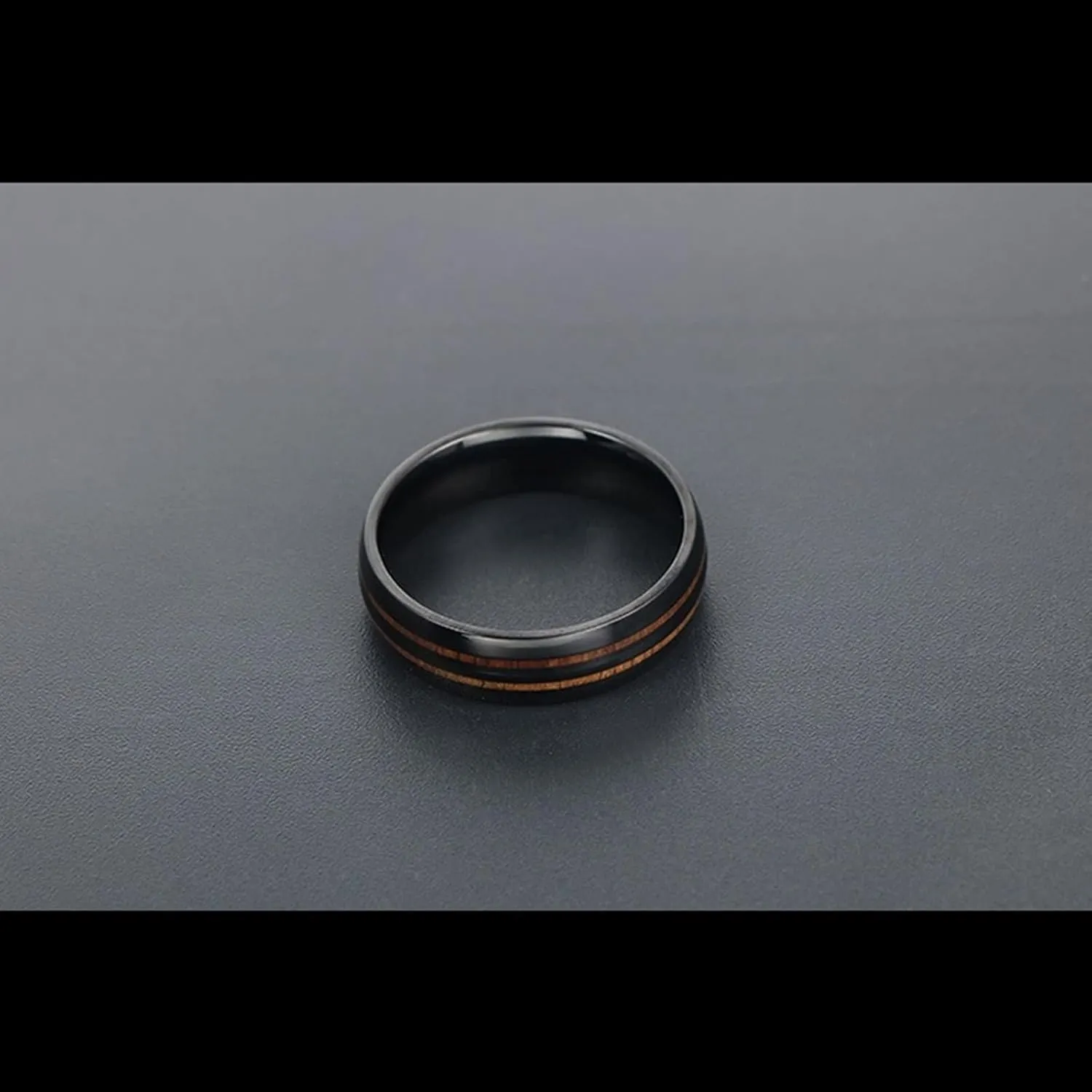 Wedding Ring Band Sets for Him and Her, Couple Rings Set Promise Rings Stainless Steel Comfort Fit 6mm Silver Ring Wood Inlay