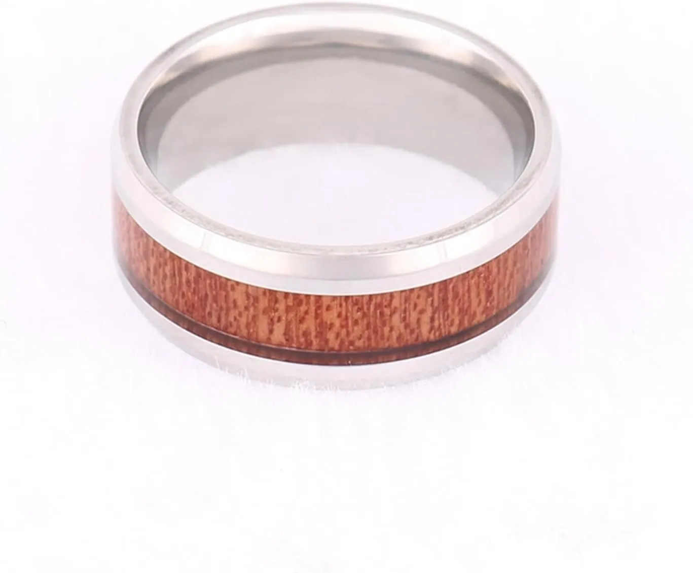 Wedding Ring Bands for Him and Her, Couple Rings Set Promise Rings Tungsten Comfort Fit 8mm Silver Ring Wood Inlay