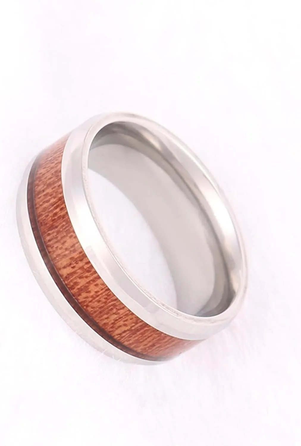 Wedding Ring Bands for Him and Her, Couple Rings Set Promise Rings Tungsten Comfort Fit 8mm Silver Ring Wood Inlay