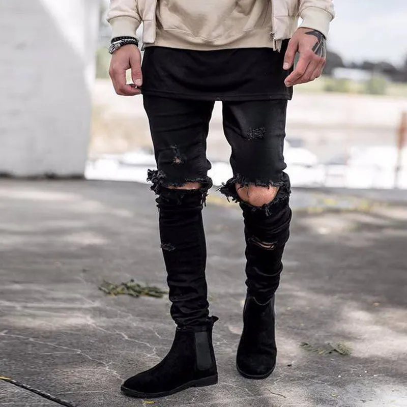 West Louis Distressed Denim Streetwear Jeans